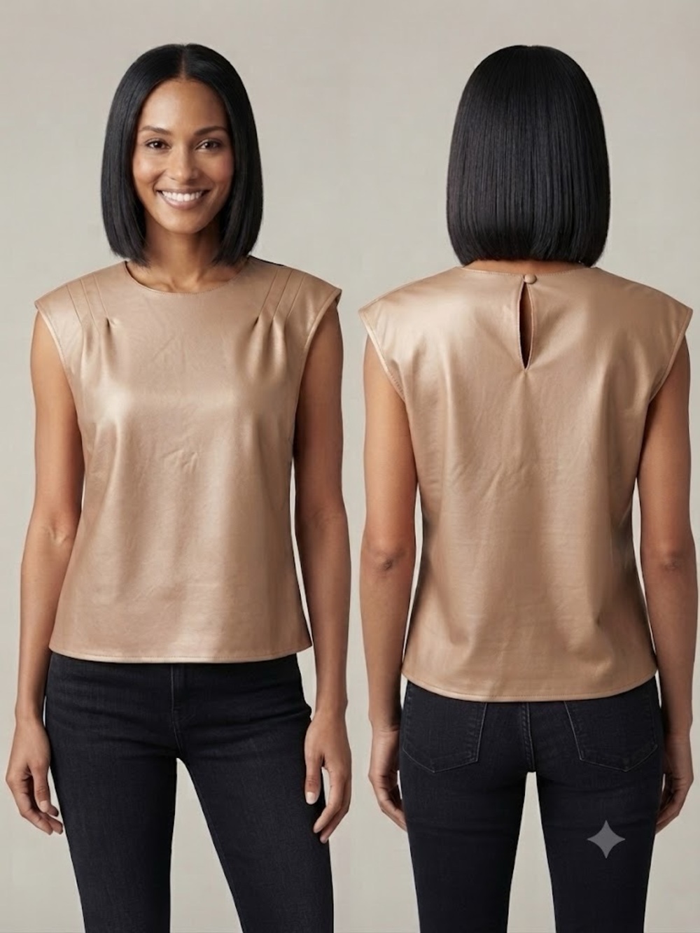 NWT Marc New York Metallic Bronze Faux Leather Blouse – Size M
